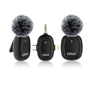 Wireless Lavalier Microphone,3 in 1 Mini Wireless Microphone w/ Noise Reduction